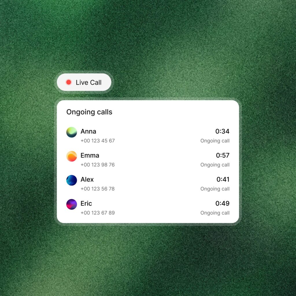 Samtalslista med flera samtal som pågår samtidigt.